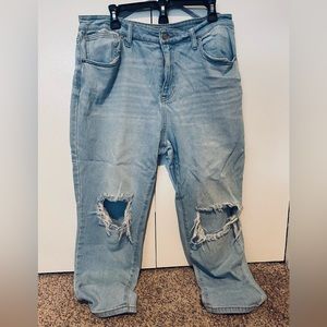 NOBO jeans, light wash, stretchy, mom-fit, size 15-16
